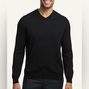 NEW PAUL FREDRICK Men‎ Medium Black V-neck Sweater 100% Supima Cotton